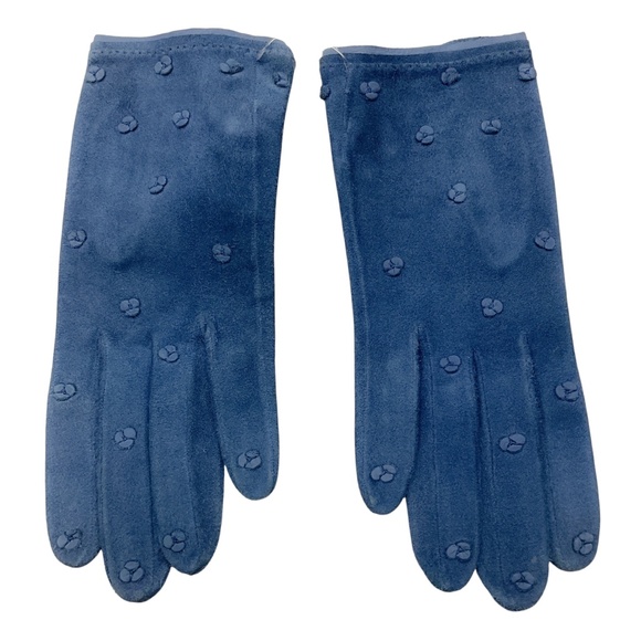 HERMES VINTAGE BLUE SUEDE GLOVES - Picture 1 of 8